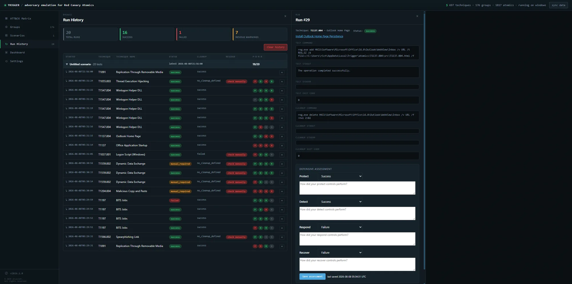 Trigger screenshot: Run assessment
